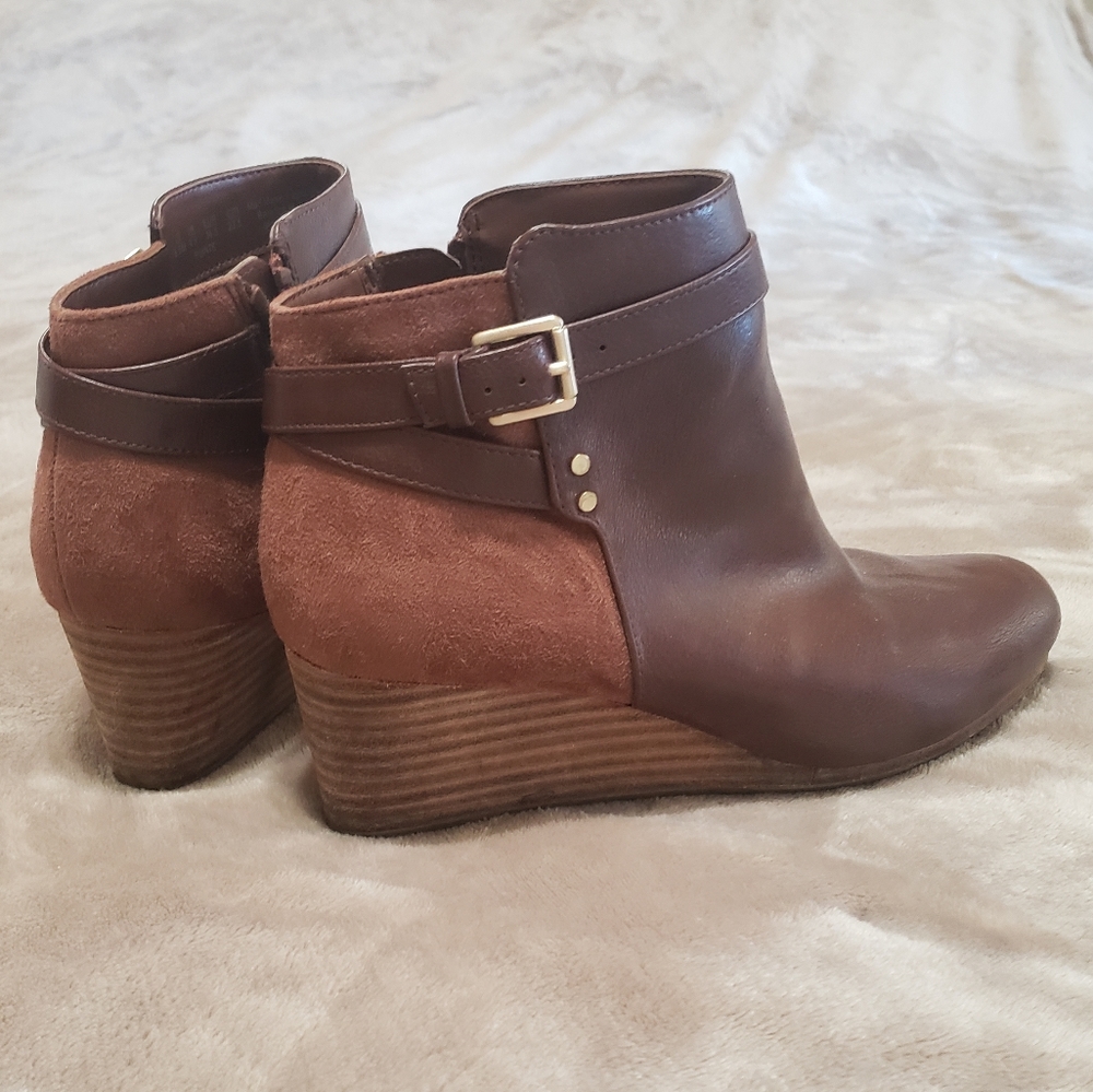 Dr Scholl's Brown Zipper Ankle leather & suede Booties Size 6.5